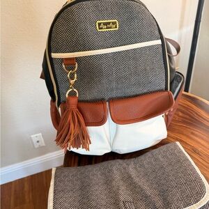 Itzy Ritzy Brown and White Herringbone Baby Bag